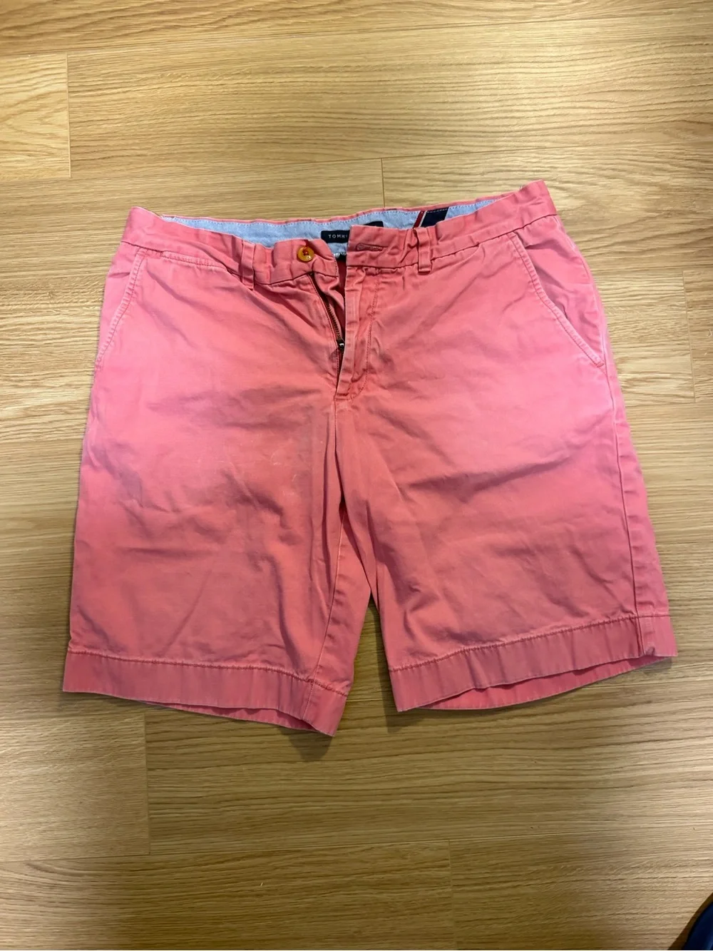 Tommy Hilfiger Coral Pink Flat-Front Chino Shorts
